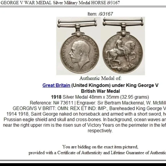 1914-1918 Silver Military Victory Medal Pendant